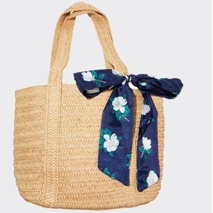 Draper James Straw Bag with Floral Scarf